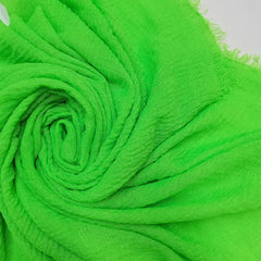 Green Fluorescent Raw Edge Scarf Solid Crepe Shawl Casual Warm Wrap Women