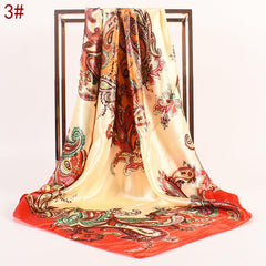 Leaf Pattern Silk Scarf Bandana Headband for Women