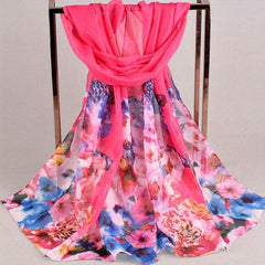 Butterfly Print Silk Scarf Vintage Tie Dye Flower Hijab