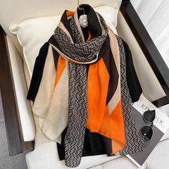 Women's Linen Scarf Lightweight Silk Neck Scarfs Vintage Hair Wrap