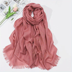 Solid Raw Trim Scarf Shawl Wrap Head Wrap For Daily Decoration