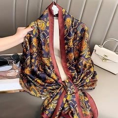 Vintage Paisley Print Scarf Classic Satin Warm Shawl Silk Scarves