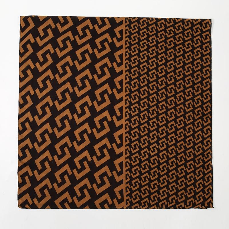 Brown Geometric Plaid Print Scarf Women Warm Shawl Windproof Head Wrap Hijab