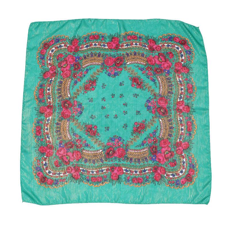 Boho Flower Print Bandana Square Scarf Vintage Shawl Head Wrap Turban