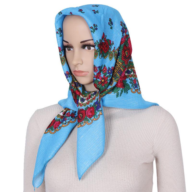 Boho Flower Print Bandana Square Scarf Vintage Shawl Head Wrap Turban