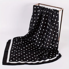 Polka Dot Print Square Scarf Satin Kerchief Large Shawl Silk Head Wrap