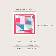 Geometric Block Pink Bandana Square Scarf Classic Neckerchief