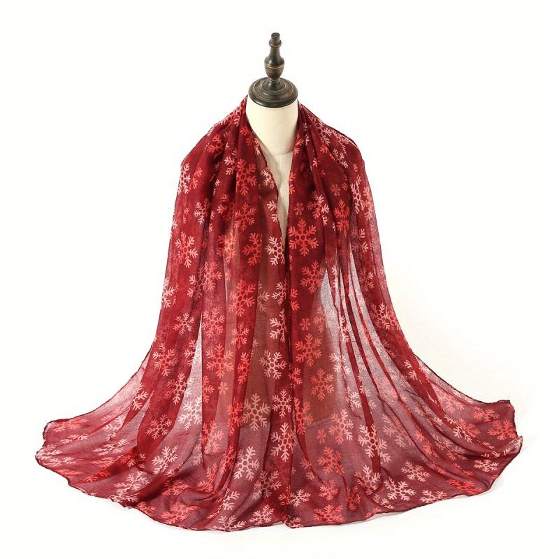 Snowflake Voile Scarf Boho Printed Shawl Casual Windproof Head Wrap Women Hijab