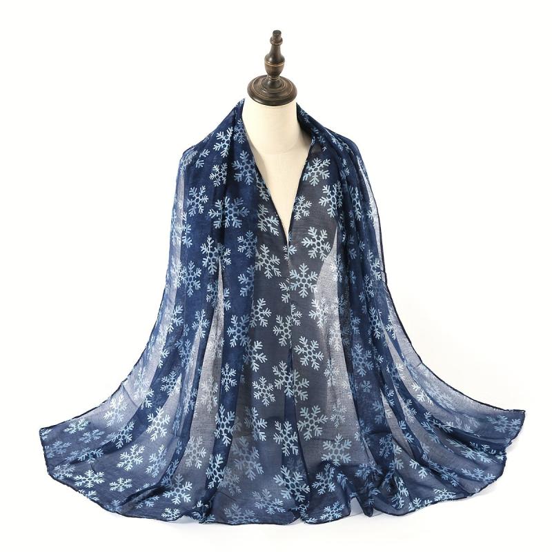 Snowflake Voile Scarf Boho Printed Shawl Casual Windproof Head Wrap Women Hijab