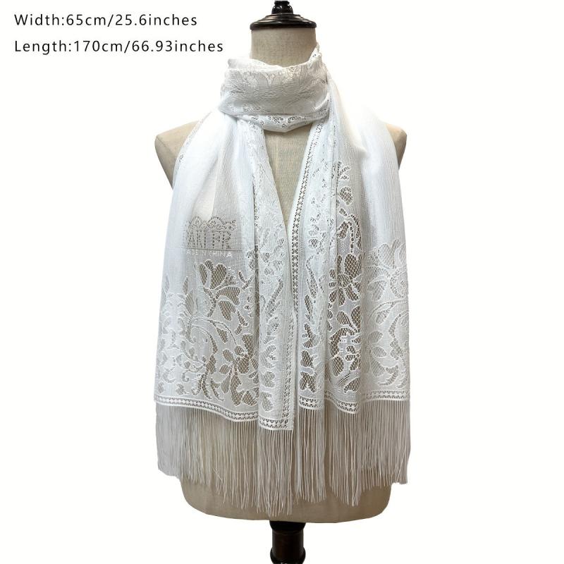 Lace Long Scarf Tassel Shawl Women Dress Wrap Wedding Bridal Party