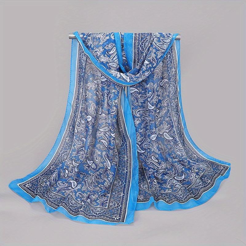 Paisley Chiffon Scarf Thin Shawl Silk Head Wrap Sunscreen Bandana