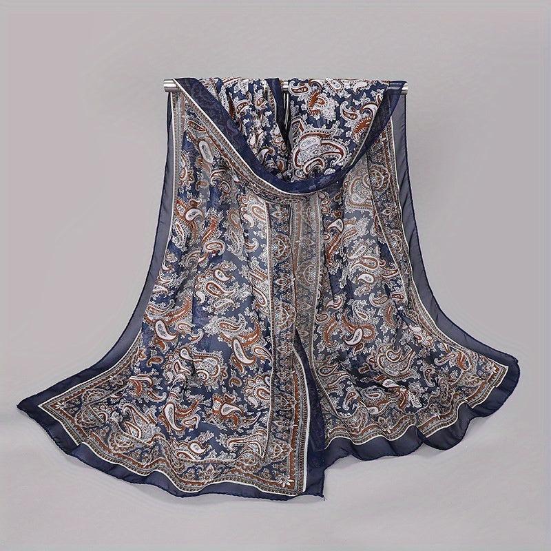 Paisley Chiffon Scarf Thin Shawl Silk Head Wrap Sunscreen Bandana