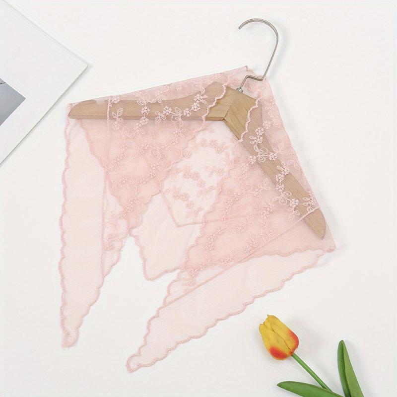 French Style Lace Neckerchief Flower Embroidered Triangle Scarf