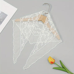French Style Lace Neckerchief Flower Embroidered Triangle Scarf