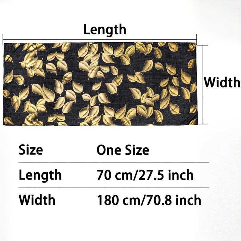 Golden Leaf Hot Stamping Scarf Vintage Thin Breathable Shawl