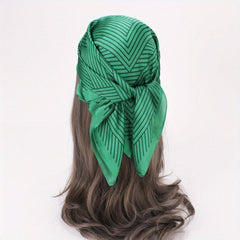 69 Stripe Print Satin Scarf Solid Silk Square Scarf Bandana Women