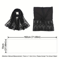 Lace Shawl Solid Jacquard Flower Hollow Cape for Women