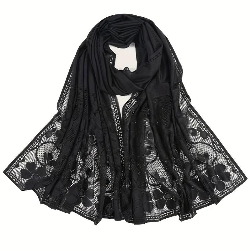Lace Shawl Solid Jacquard Flower Hollow Cape for Women