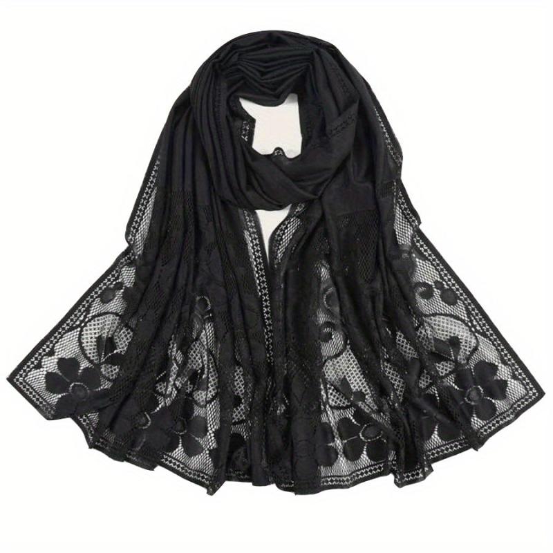 Lace Shawl Solid Jacquard Flower Hollow Cape for Women
