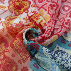 Geometric Flower Print Scarf Vintage Block Tassel Shawl Boho Windproof Head Wrap