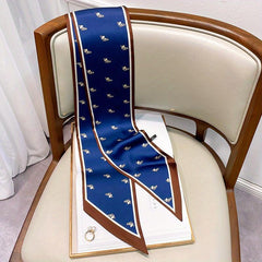 Pony Head Print Long Silk Scarf Ribbon Neck Scarf