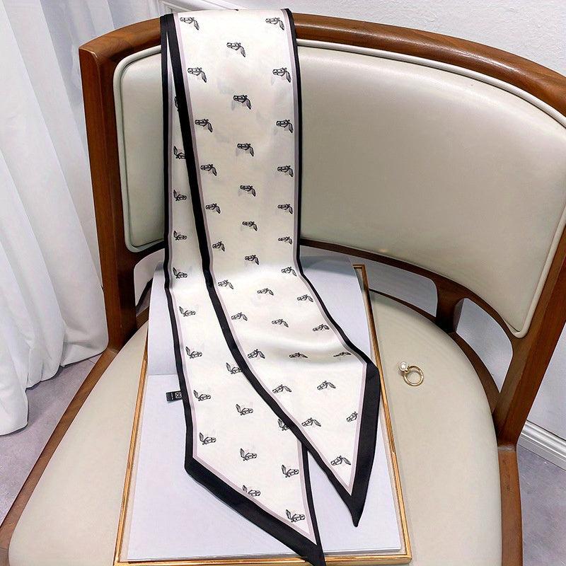 Pony Head Print Long Silk Scarf Ribbon Neck Scarf
