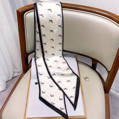 Pony Head Print Long Silk Scarf Ribbon Neck Scarf