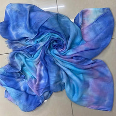 Gradient Tie Dye Scarf Vintage Printed Tassel Headwrap Casual Shawl
