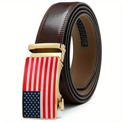 Men's Ratchet Dress Belt 91-116 Leather Jeans Belt Clip Slot Sliding Buckle