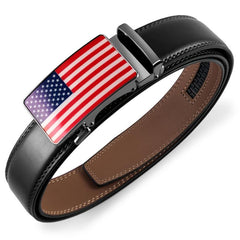 Men's Ratchet Dress Belt 91-116 Leather Jeans Belt Clip Slot Sliding Buckle