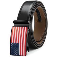 Men's Ratchet Dress Belt 91-116 Leather Jeans Belt Clip Slot Sliding Buckle