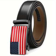 Men's Ratchet Dress Belt 91-116 Leather Jeans Belt Clip Slot Sliding Buckle