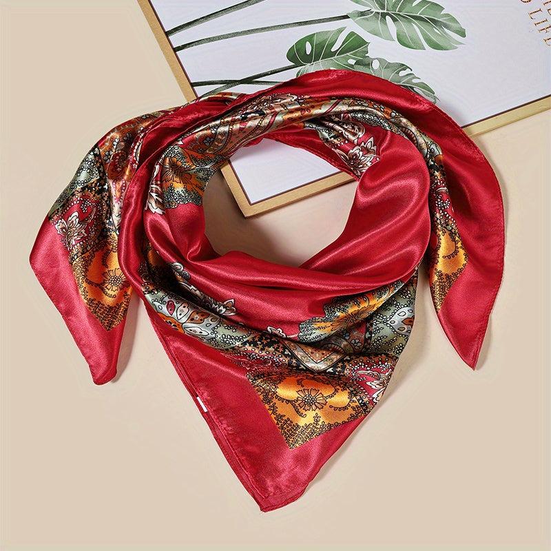 Paisley Print Satin Shawl Silk Square Scarf Bandana