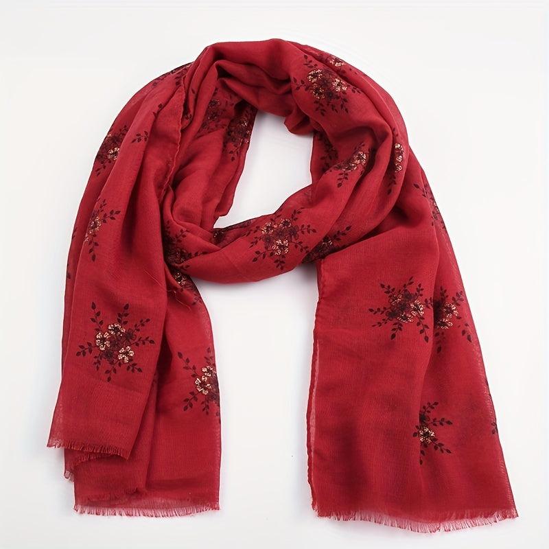 Vintage Plum Blossom Embroidery Tassel Shawl Hijab Scarf