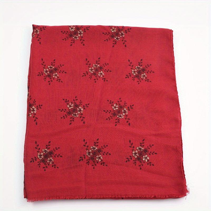 Vintage Plum Blossom Embroidery Tassel Shawl Hijab Scarf