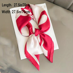 Camellia Print Square Scarf Satin Bandana Casual Shawl