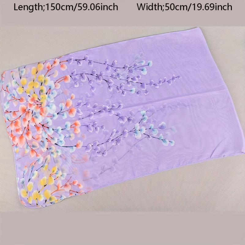 Leaf Print Chiffon Scarf Breathable Shawl Women Outdoor Head Wrap