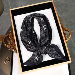 Flower Print Skinny Scarf Long Neckerchief Hairband Women Twilly Scarf