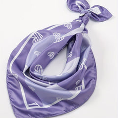Heart Print Purple Striped Bandana Casual Square Scarf Neckerchief Women