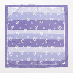 Heart Print Purple Striped Bandana Casual Square Scarf Neckerchief Women