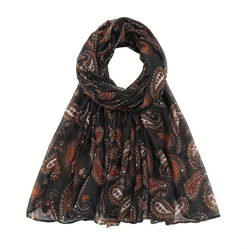 Paisley Print Voile Scarf Vintage Solid Shawl Windproof Head Wrap Women