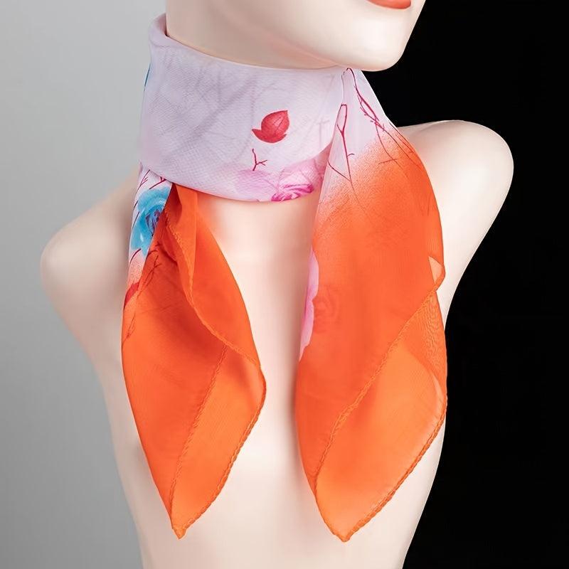 Chiffon Scarf Butterfly Flower Tree Print Neckerchief Women Face Mask