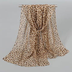 Leopard Print Chiffon Scarf Classic Shawl Sunscreen Windproof