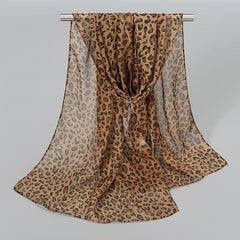 Leopard Print Chiffon Scarf Classic Shawl Sunscreen Windproof