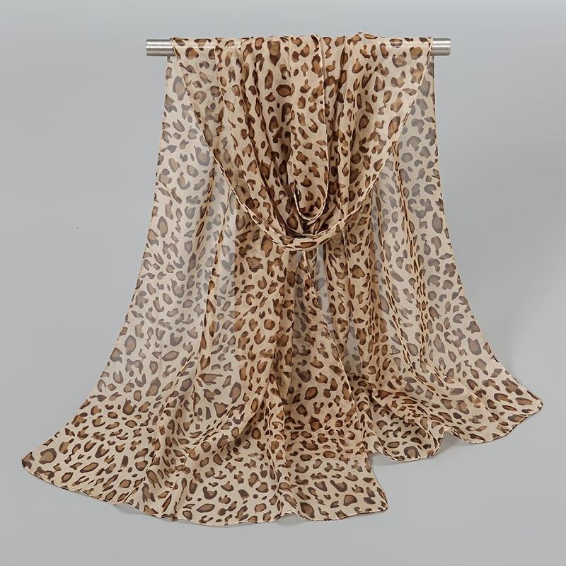 Leopard Print Chiffon Scarf Classic Shawl Sunscreen Windproof