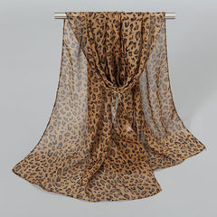 Leopard Print Chiffon Scarf Classic Shawl Sunscreen Windproof