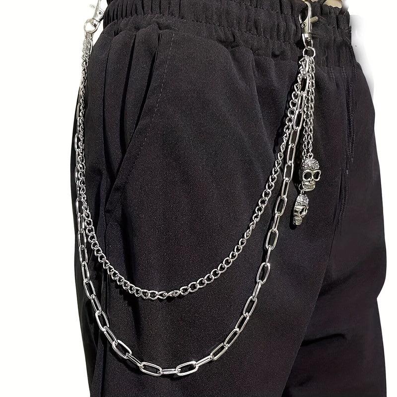 Skull Double Layer Waist Chain Men's Decorative Pant Jeans Chain