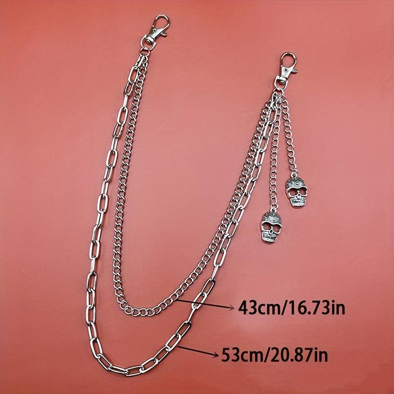 Skull Double Layer Waist Chain Men's Decorative Pant Jeans Chain