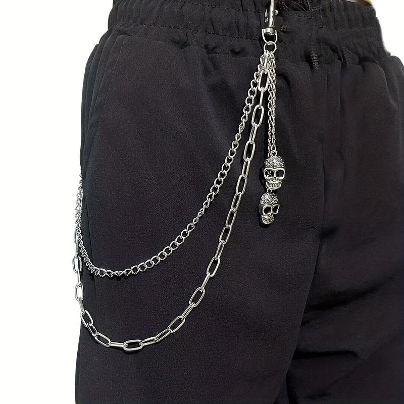 Skull Double Layer Waist Chain Men's Decorative Pant Jeans Chain