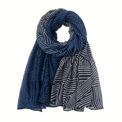 Vintage Striped Voile Scarf Hijab Block Boho Shawl Turban Sunscreen Headscarf